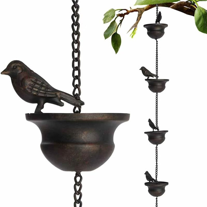 Vogel Regen Kette Metall Handwerk Garten im Freien Vogel Regen Kette Traufe Undicht Garten Retro Anh
