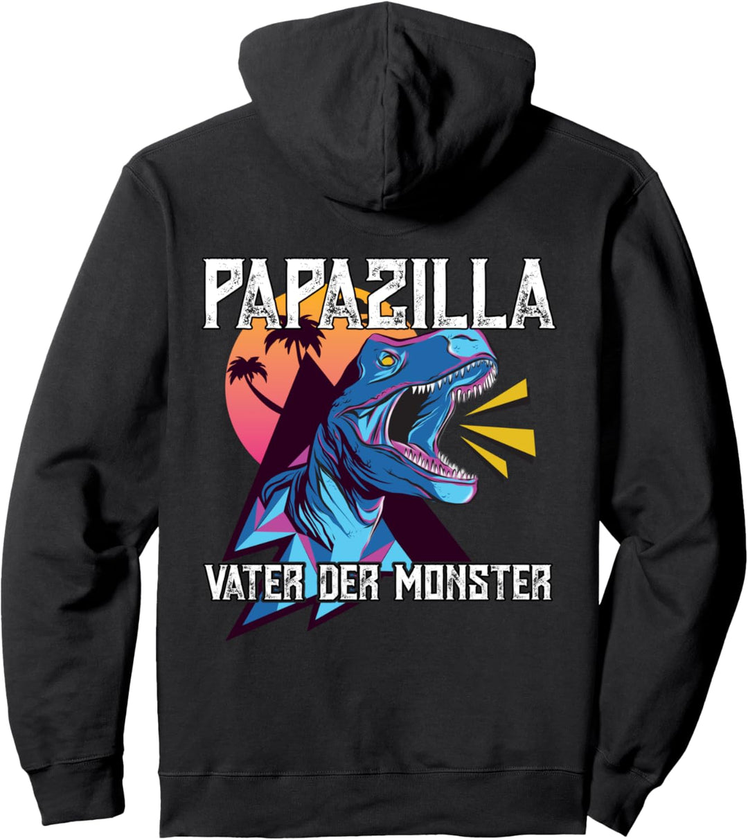 Papazilla Vater der Monster lustige Dinosaurier Retro 80er Pullover Hoodie