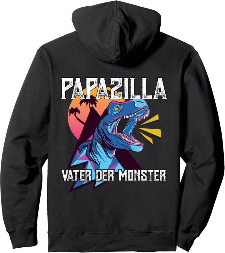 Papazilla Vater der Monster lustige Dinosaurier Retro 80er Pullover Hoodie