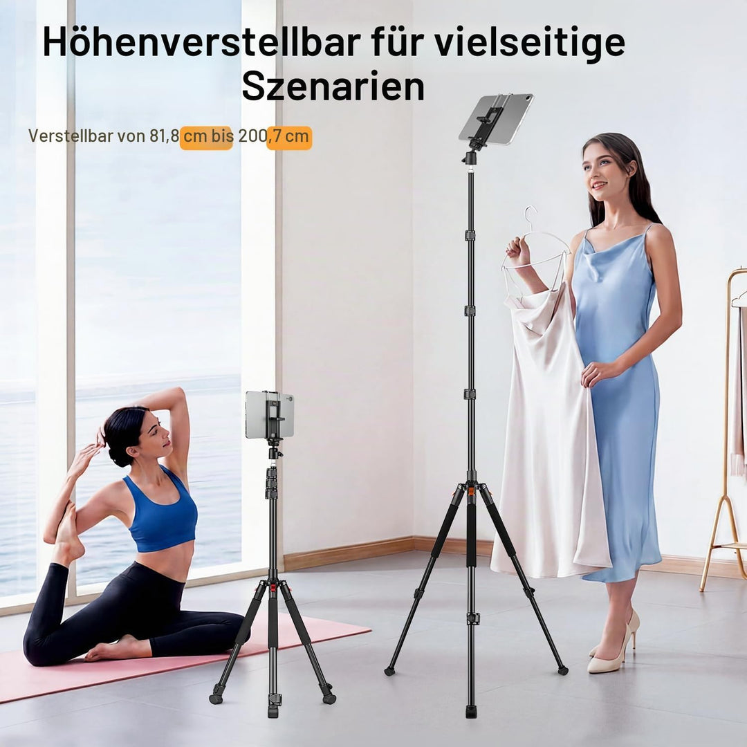 200cm Kamera Stativ, Leichtes Camera Tripod mit 360°Drehkugelkopf, Tragbar Fotografie Lichtstativ, A