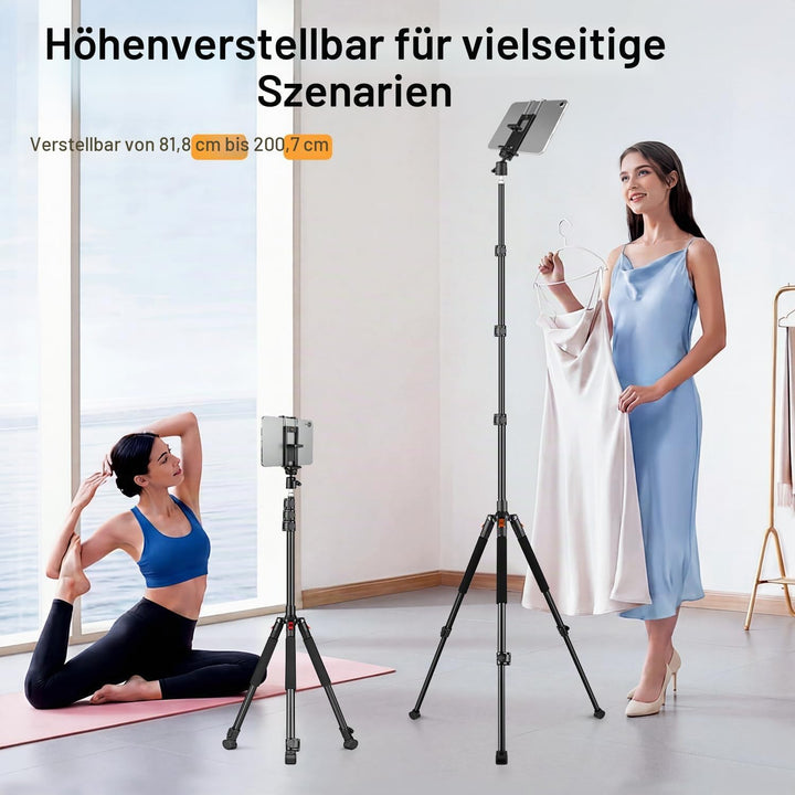 200cm Kamera Stativ, Leichtes Camera Tripod mit 360°Drehkugelkopf, Tragbar Fotografie Lichtstativ, A