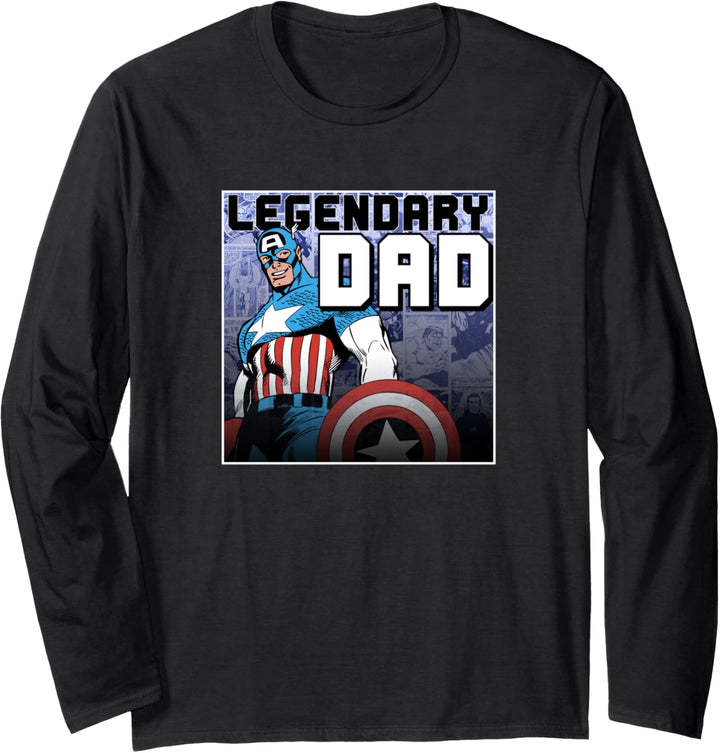 Marvel Captain America Legendary Dad Poster Langarmshirt