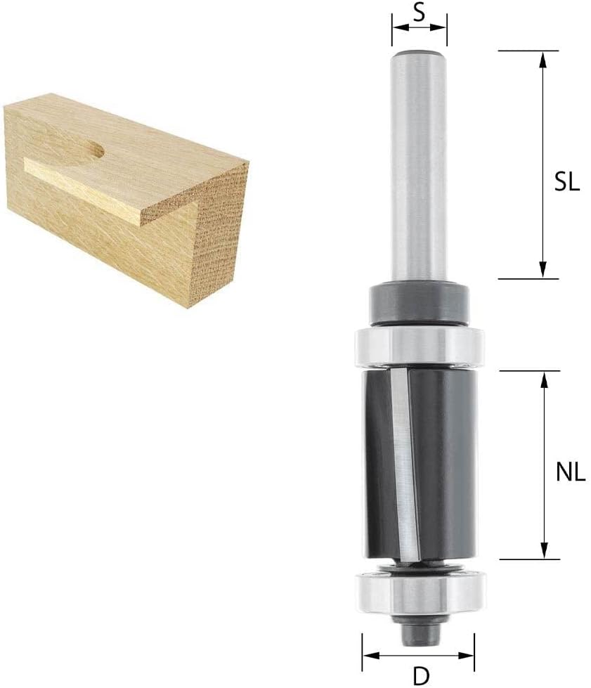 ENT 13472 Bündigfräser mit Achswinkel HW, Schaft (S) 8 mm, Durchmesser (D) 18 mm, NL 25,4 mm, SL 32