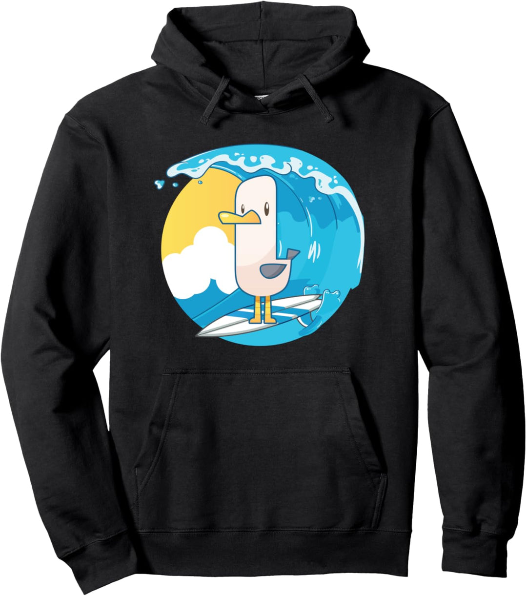 Surfende Möwe I Süss Vogel Kinder Wasservogel Meer Ozean Pullover Hoodie