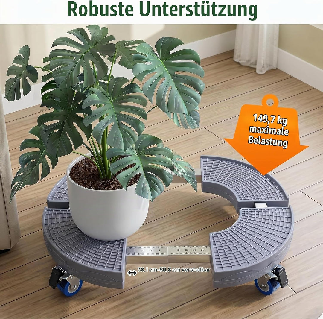 K KASONIC Pflanzenuntersetzer mit 4 Rollen, 150KG Tragkraft, 37-43cm Verstellbarer Rollstand für Inn