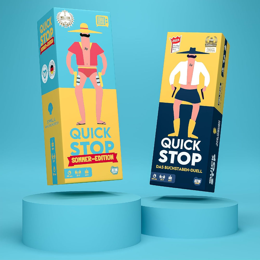 ATM Gaming Quickstop - Das Buchstaben-Duell - Sommer-Edition - Kartenspiel für Jugendliche und Erwac