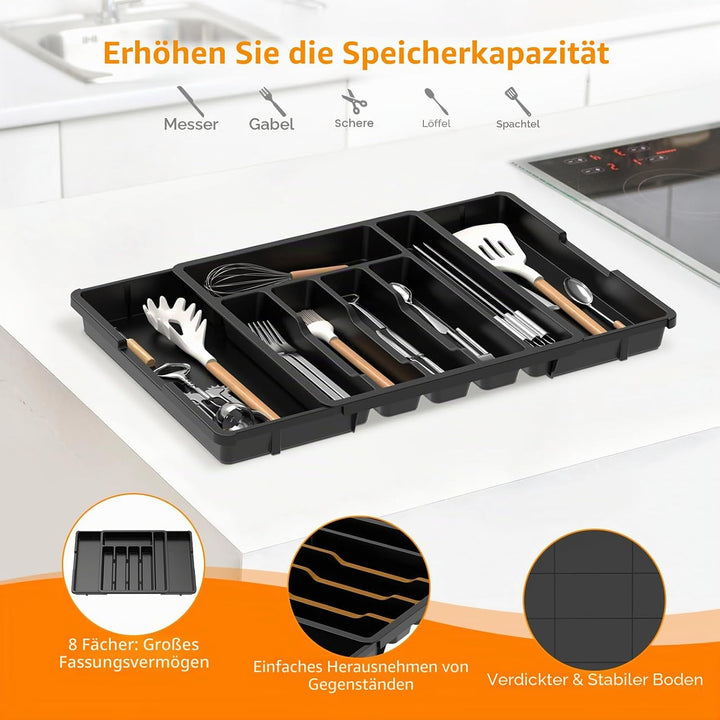 iDavosic.ly Besteckkasten für Schubladen, Erweiterbarer Besteckeinsatz für Schubladen Cutlery 0rgani