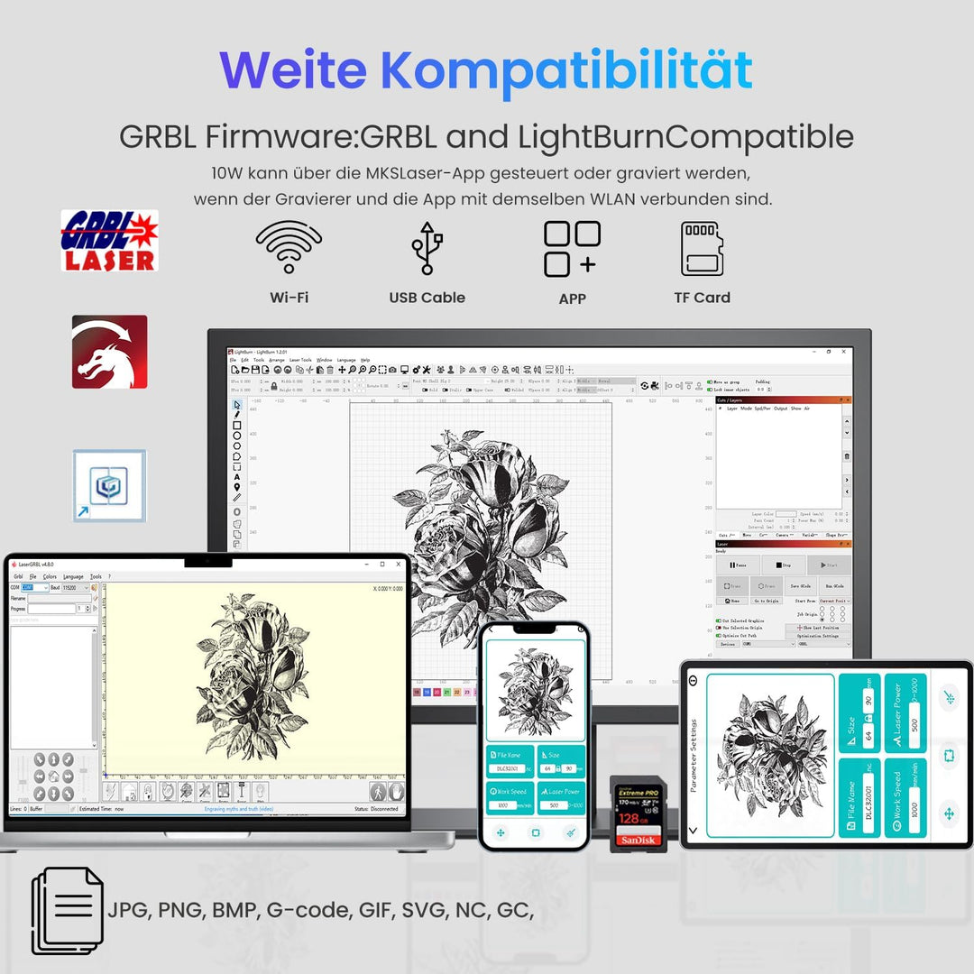 Longer Laser Gravurmaschine & Cutter 10W – Upgrade Edition mit 24.000 mm/min, 3,5" Farb-Touchscreen,