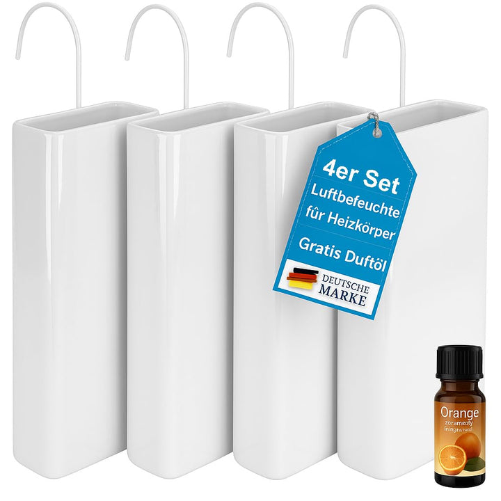 Luftbefeuchter für Heizung Set inkl. Haken - Keramik 380ml Wasserverdunster - weiss beige - Wasserve