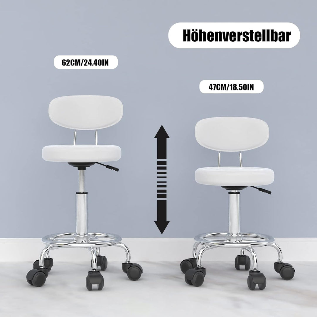 Lvhecforhm Arbeitshocker 2er Set, Bürostuhl mit Lehne, Rollhocker Höhenverstellbar, 360° Rotating Se