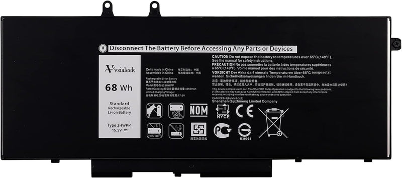 Vvsialeek 3HWPP 68Wh Laptop Akku Kompatibel Für Dell Latitude 5401 5501 5411 5511 E5401 E5501 E5411