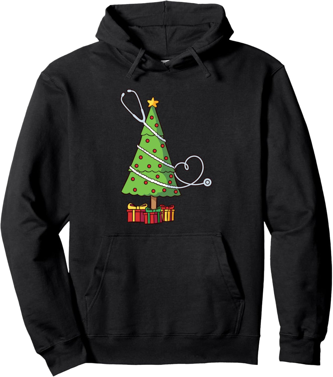Stethoskop Weihnachtsbaum Santa Nikolaus Christmas Geschenk Pullover Hoodie