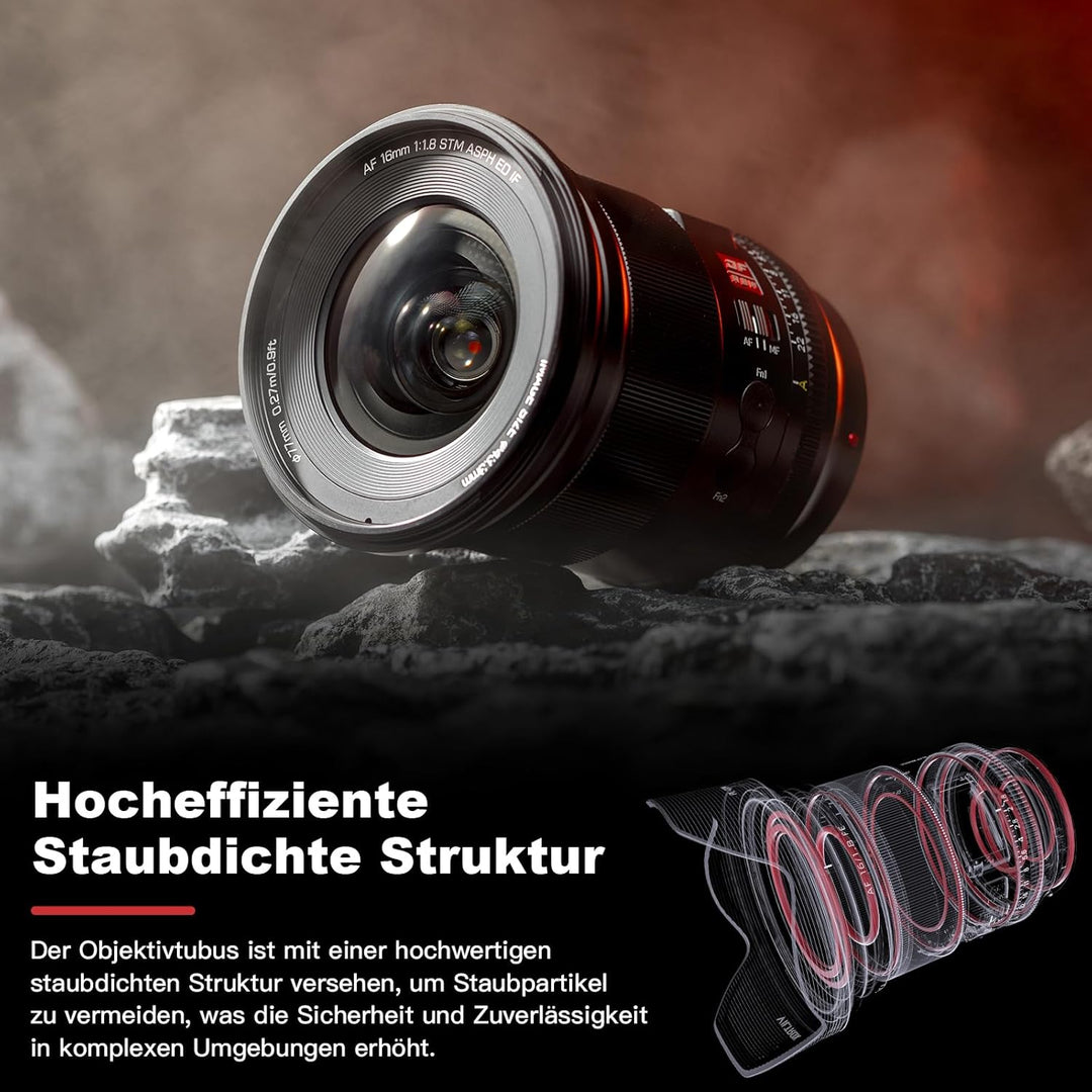 Viltrox 16mm f1.8 Objektiv FE Weitwinkel grosse Blende objektive mit LCD-Bildschirm kompatibel mit s