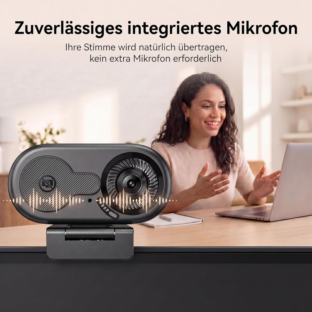 EMEET C100 Webcam 1080P, Fixfokus, 66° Sichtfeld, integriertes Mikrofon, Sichtschutzabdeckung, tragb