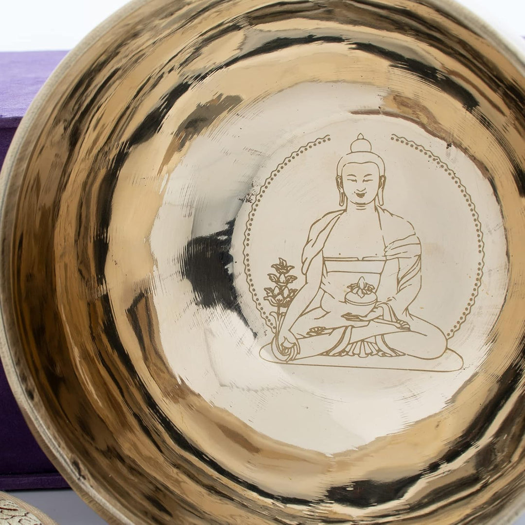 Healing-Box mit 3 besonderen, fein gravierten Klangschalen in Hochglanz-Optik für Meditation u. Klan