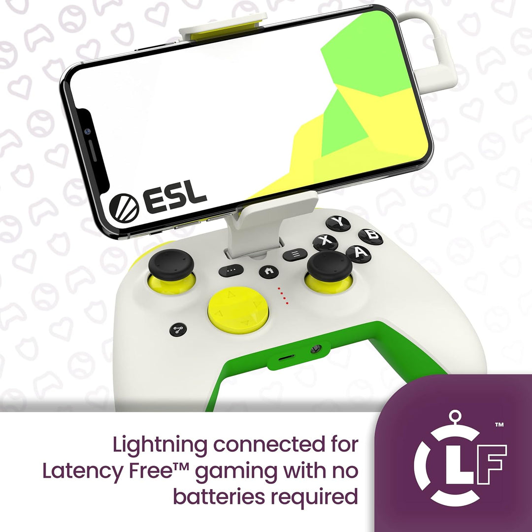 RiotPWR ESL Game Controller für iOS iPhones, kabelgebunden für störungsfreier Spielfluss, Power Pass