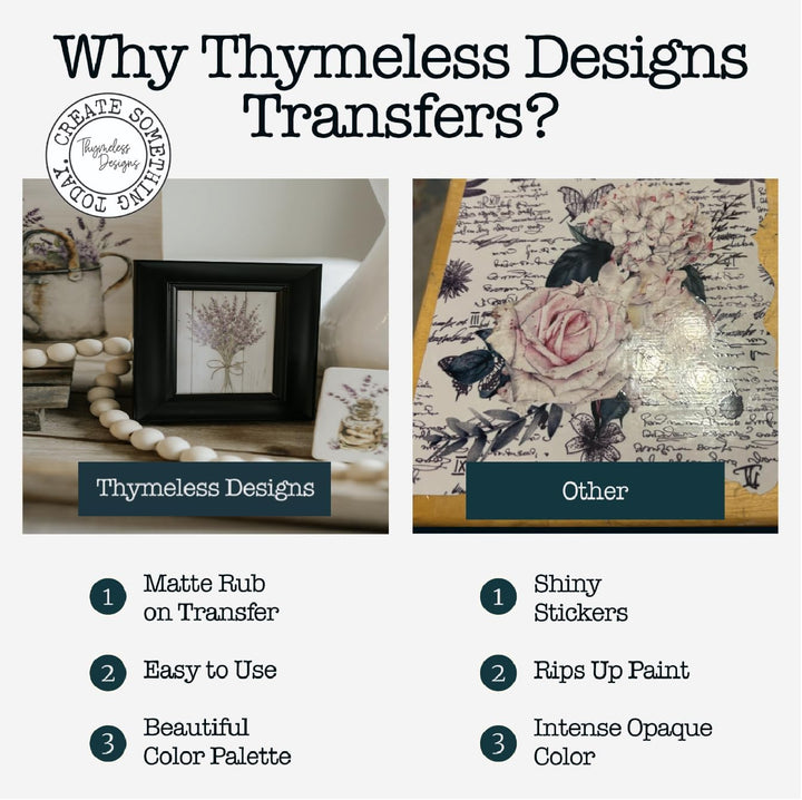 Thymeless Designs Transfers zum Aufreiben, für Kunsthandwerk und Möbel, 3 Designbögen, 15,2 x 30,5 c