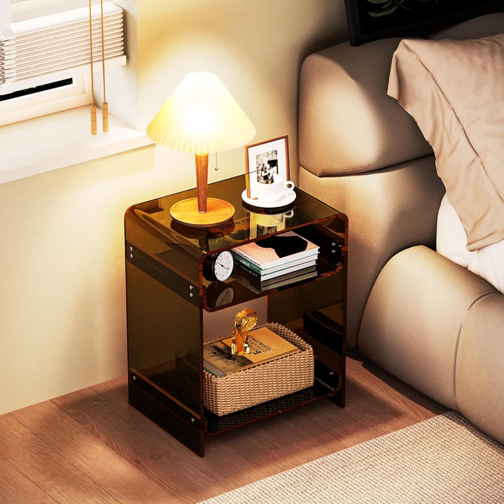 Acryl Beistelltisch Nachttisch Acryltisch, Plattenspieler Tisch mit Ablage, bodentisch Nachtkommode