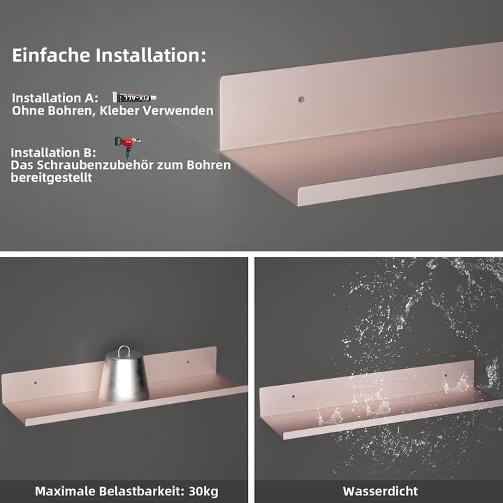 Duschablage Regal Ohne Bohren, 2 Stück Duschregal Bad Ablage Aluminium Wandregal Selbstklebend Badre