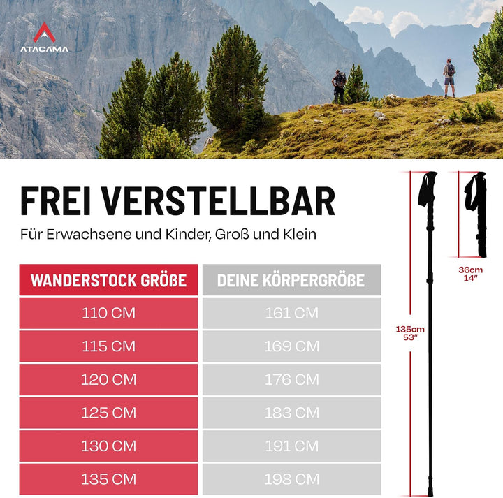 ATACAMA Wanderstöcke verstellbar aus Carbon oder Aluminium mit Korkgriff | Ergonomische Nordic Walki