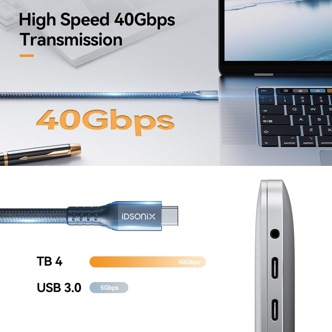 iDsonix USB Kabel für Thunderbolt 4 Kabel, Kompatibel mit 40Gbps Datenübertragung, 8K@60HZ / Dual-4K