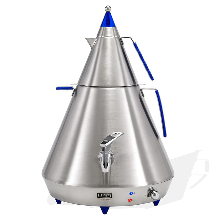 BEEM Germany Pyramid A10, 10.0 Liter Samowar, Edelstahl/Blau