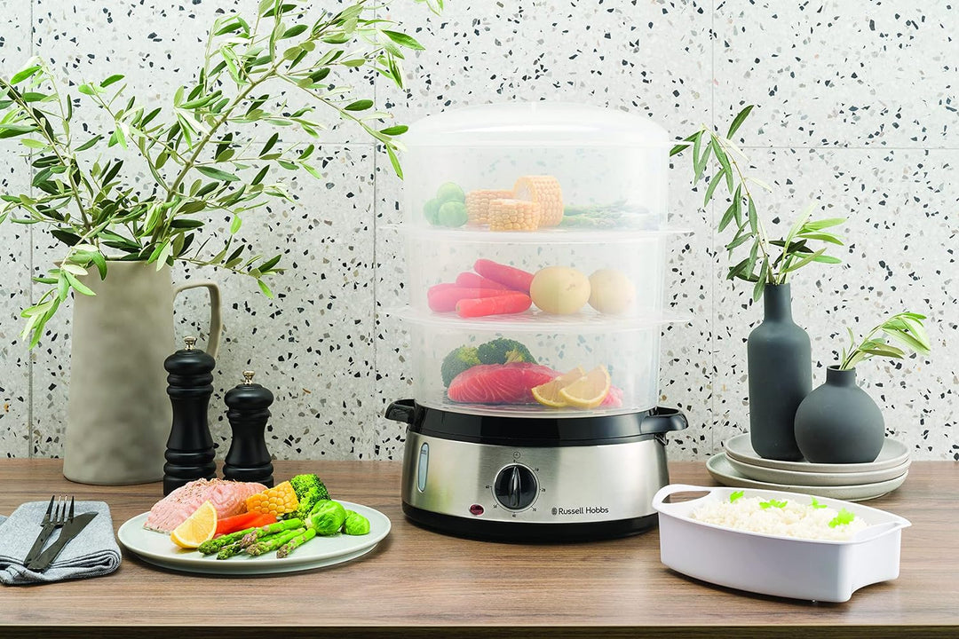 Russell Hobbs Dampfgarer [normale Grösse] 9,0l (60 Minuten Timer + Abschaltautomatik, 3 spülmaschine