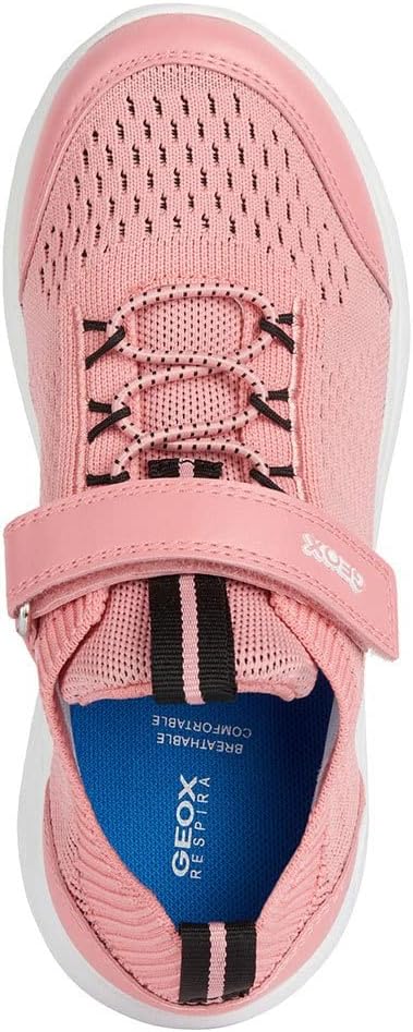 Geox Mädchen J Spherica Girl B Sneakers 38 EU Schmal Coral Black, 38 EU Schmal Coral Black