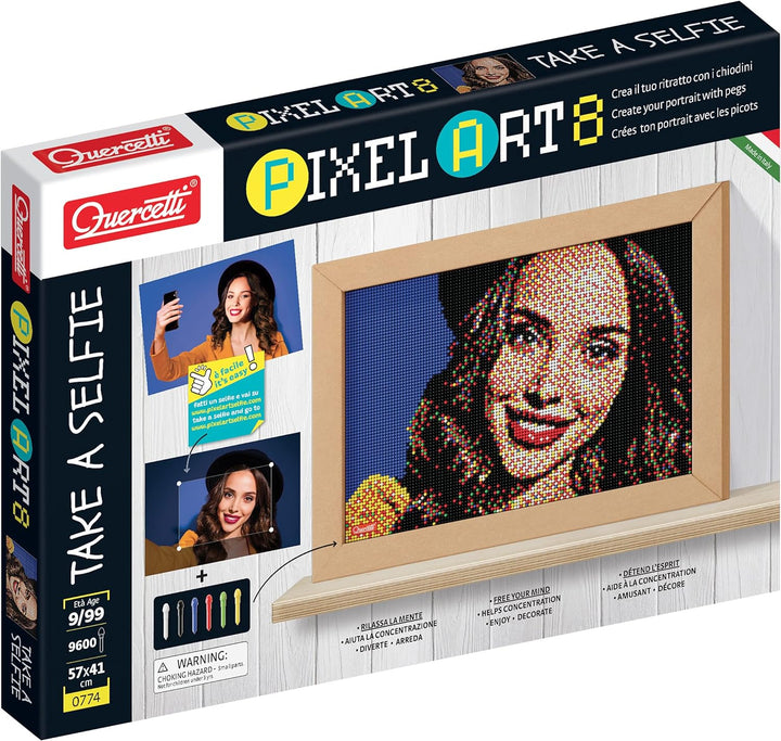 Quercetti 0774 Puzzle Quercetti-0774 Pixel Art Take a Selfie Steckspiel, Multicolor, SELFIE