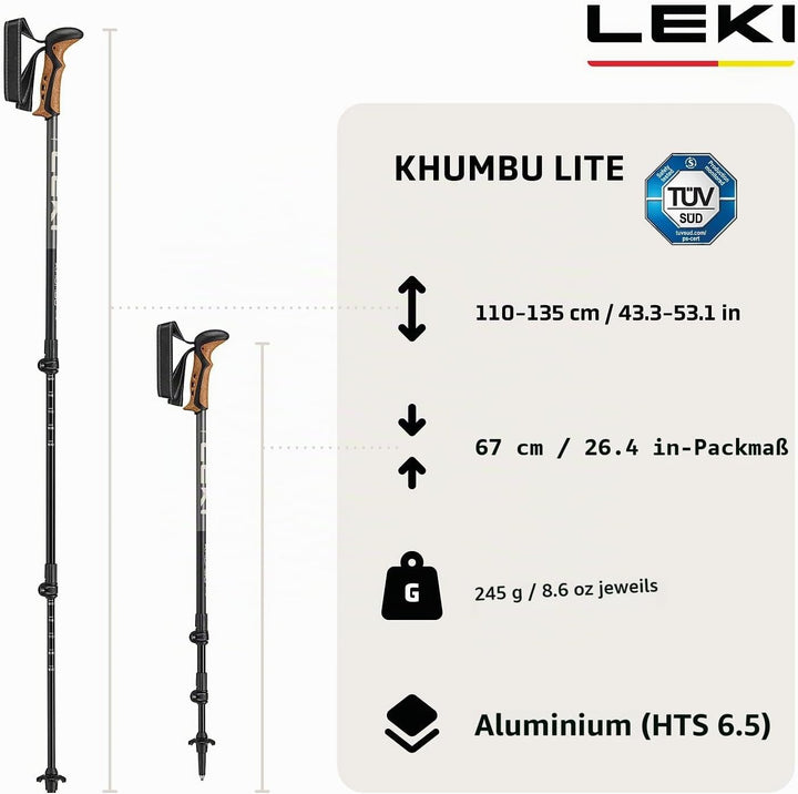 LEKI Khumbu Lite Wanderstöcke Damen & Herren | leichte, verstellbare Trekkingstöcke aus Aluminium mi