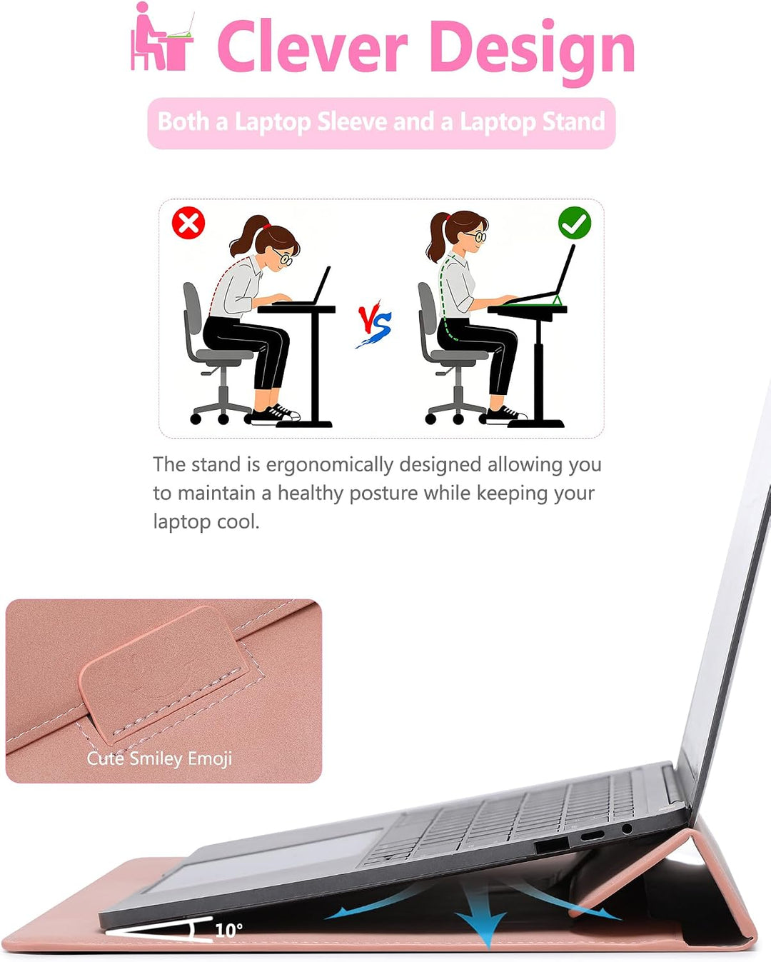 HYZUO 13 Zoll Laptop Hülle mit Standfunktion für 2026-2018 MacBook Air 13 M5 M4 M3 M2 M1, 2026 13" M