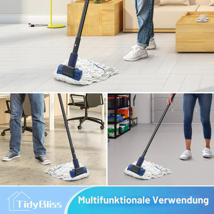 Bodenwischer Wischmopp, Wischer Boden mit 146 cm Langem Stiel, Microfaser Nass-Trocken-Mopp Haushalt