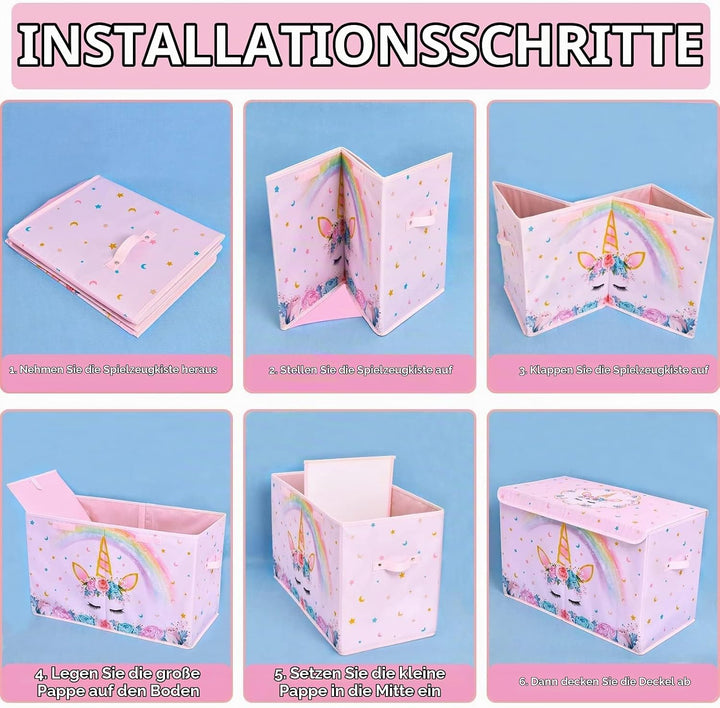 WERNNSAI Einhorn Aufbewahrungsbox mit Deckel - Kinder Spielzeugkiste 64 x 32 x 40cm Spielzeug Kleidu