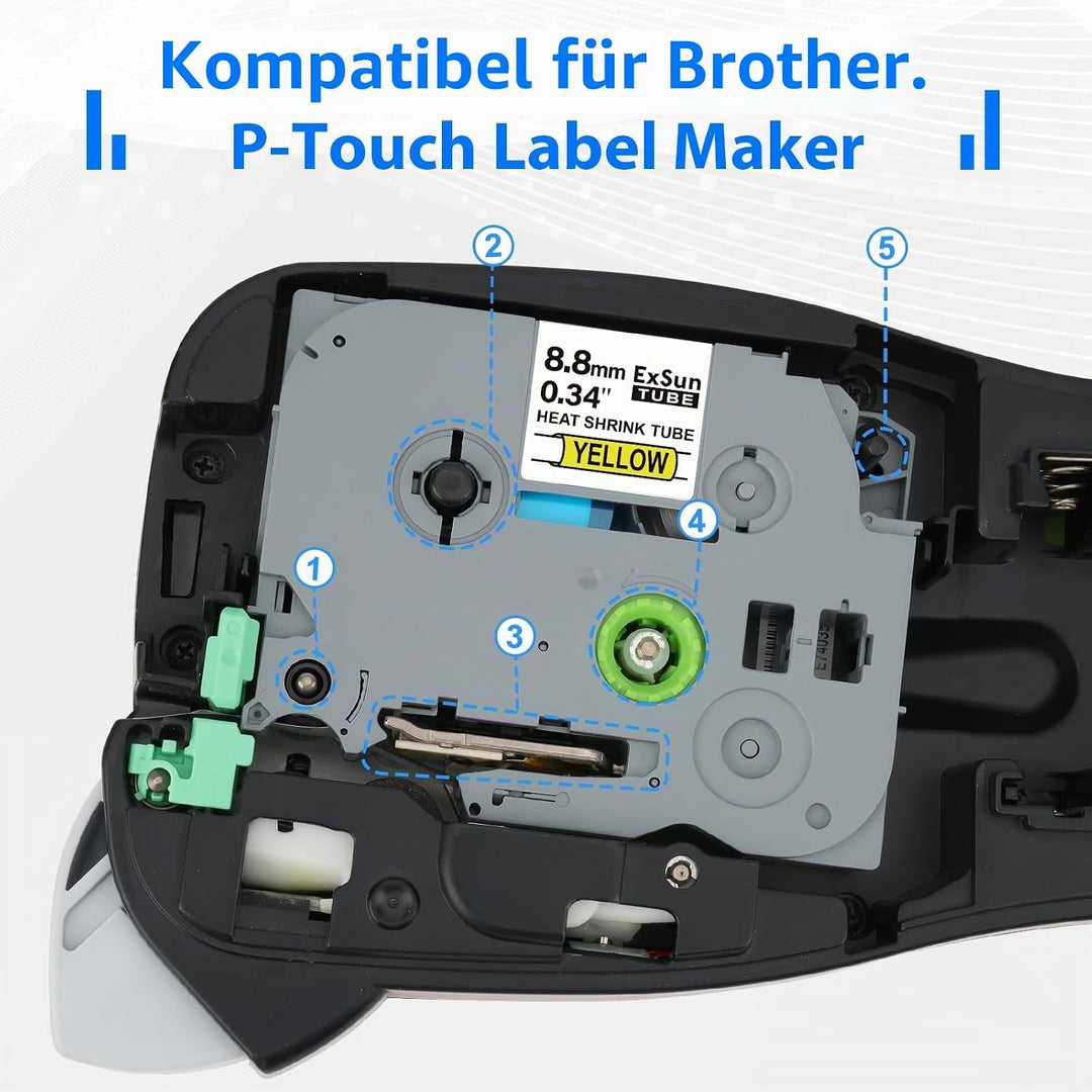 3er-Pack Kompatibel 8,8mm Schrumpfschläuche Etikettenband für Brother HSe-621 HSe621 HS621 HS-621 fü