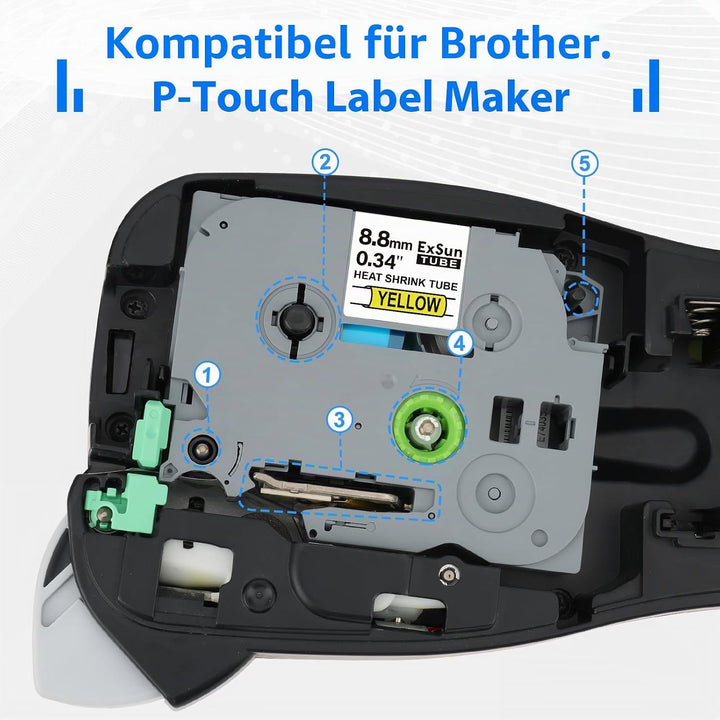 3er-Pack Kompatibel 8,8mm Schrumpfschläuche Etikettenband für Brother HSe-621 HSe621 HS621 HS-621 fü