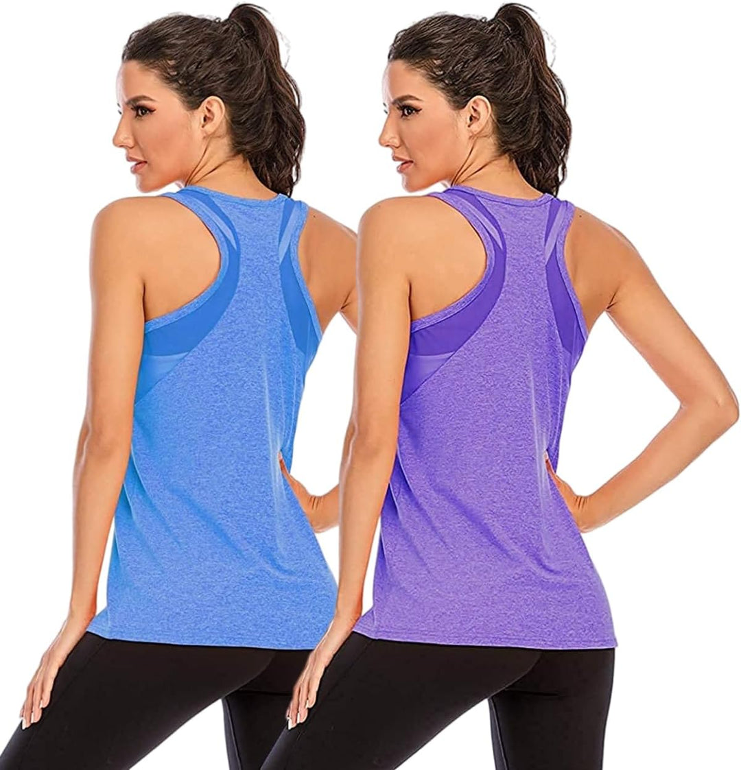 Nekosi Damen Yoga Tanktops Ärmelloses Sportshirt Kleidung Mesh Zurück Fitness Laufen Shirt Sport Obe