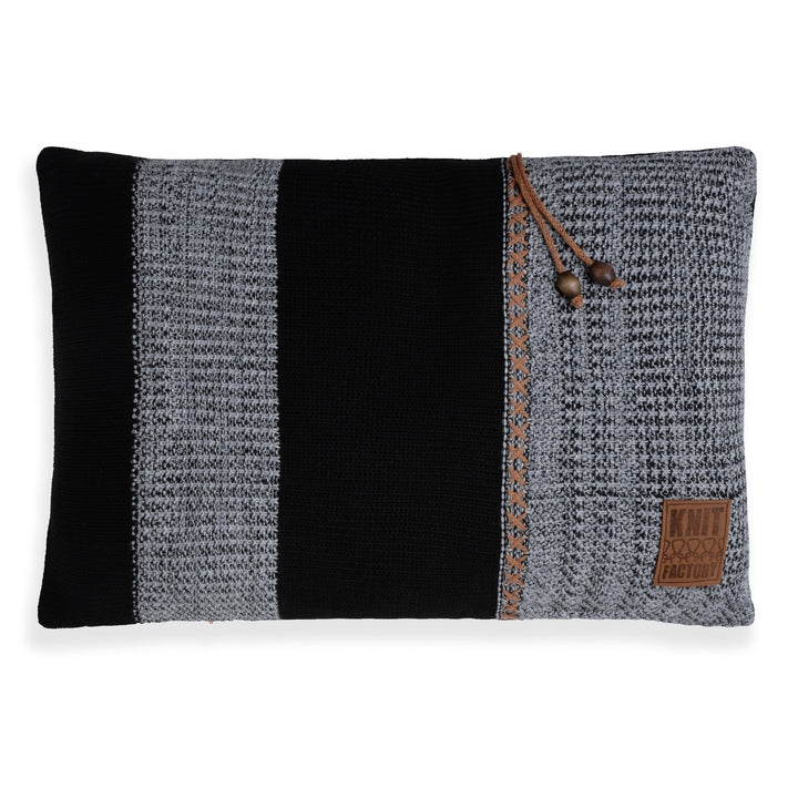 KNIT FACTORY - Roxx Dekokissen - Sofakissen - Kissenhülle mit Kissenfüllung - Kissen 60x40 - Schwarz