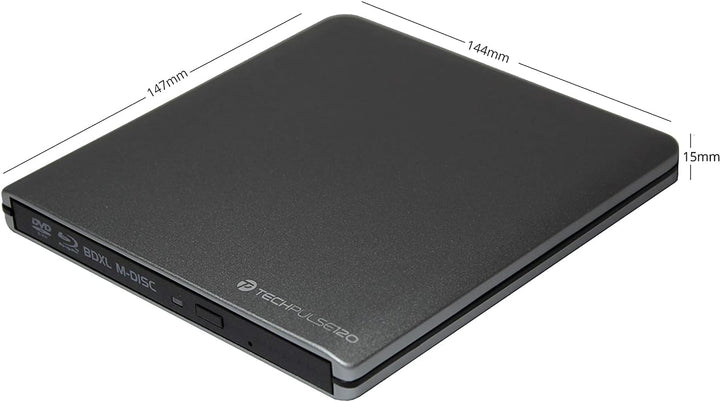 techPulse120 USB 3.1 Typ-C externer M-Disc BDXL Blu-ray Brenner Player Superdrive Laufwerk BD DVD CD