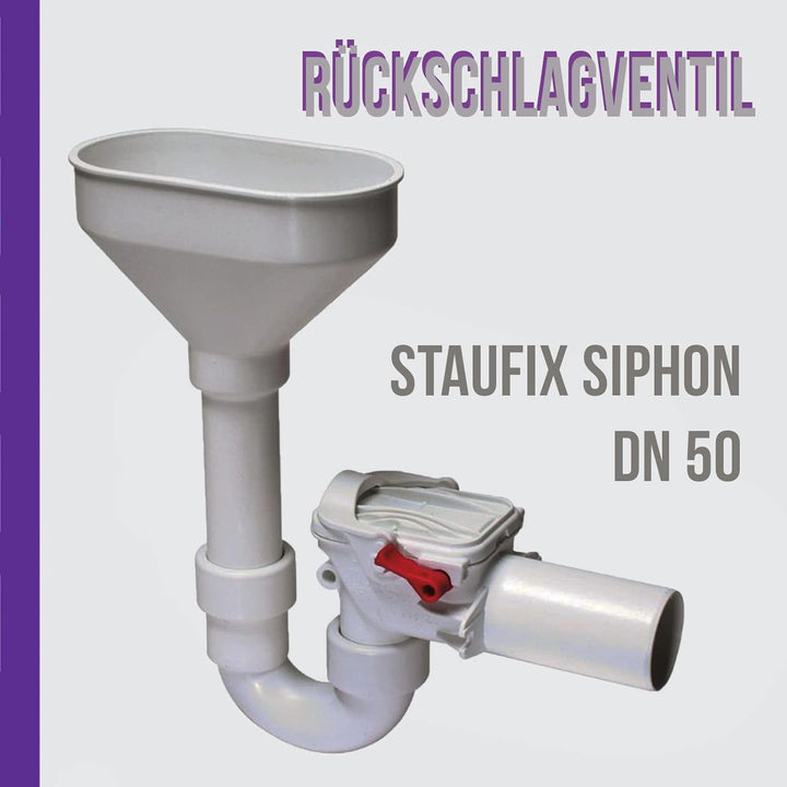 Kessel 73053 Staufix U-Biegungsstück mit Rückschlagventil für Heizungsanlage Überlauf Ø 50 mm