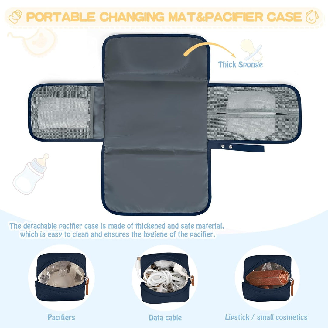 RAINSMORE Baby Wickeltasche Gross mit Schnullertasche und Wickelunterlage Multifunktions Babytasche