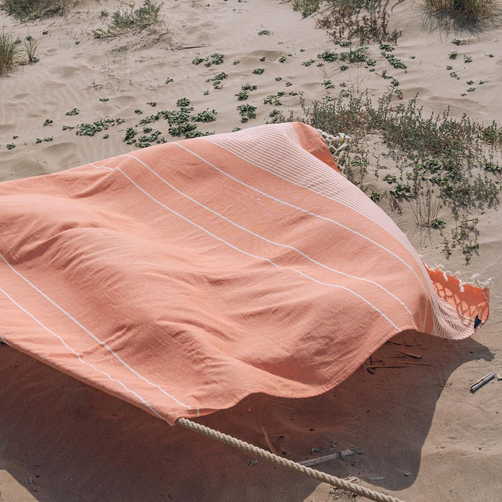 MOMOMUS Fouta XXL, Sandfrei, mit Fransen - Grosses Strandtuch XXL, aus Baumwolle, Sandabweisend - Id