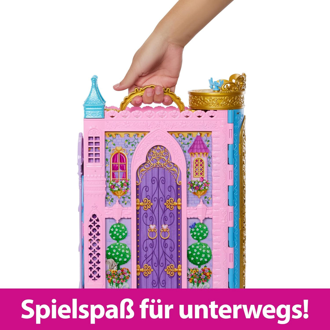 Mattel Disney Prinzessin-Schrankspielset mit 2 Kleidungsstücken, 25 Zubehörteilen, Frisiertisch, Ank