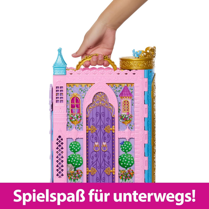 Mattel Disney Prinzessin-Schrankspielset mit 2 Kleidungsstücken, 25 Zubehörteilen, Frisiertisch, Ank