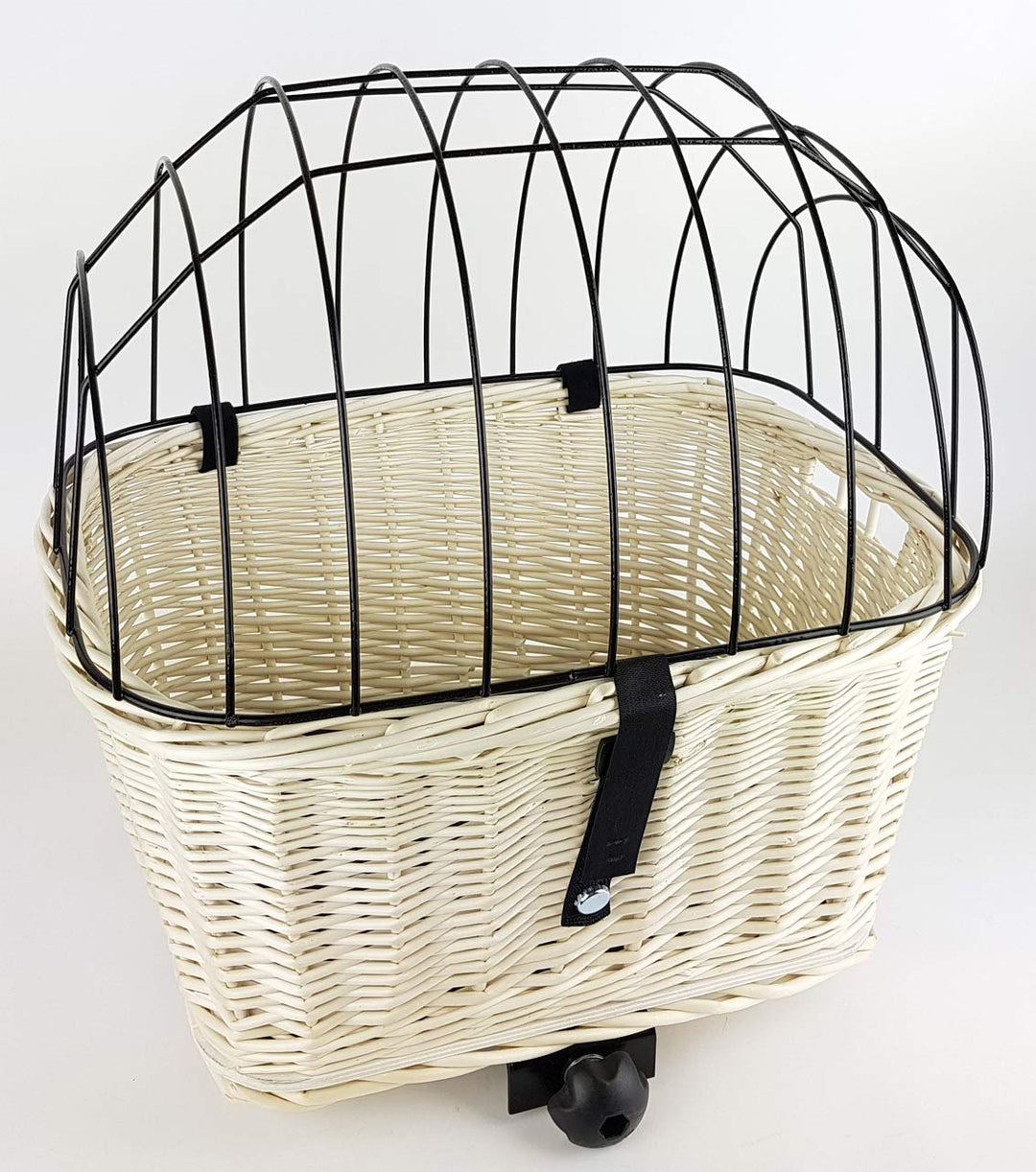 Tigana - Hundefahrradkorb für Gepäckträger aus Weide mit Gitter 50 x 38 cm Eckig Weiss (W-S) (ohne K