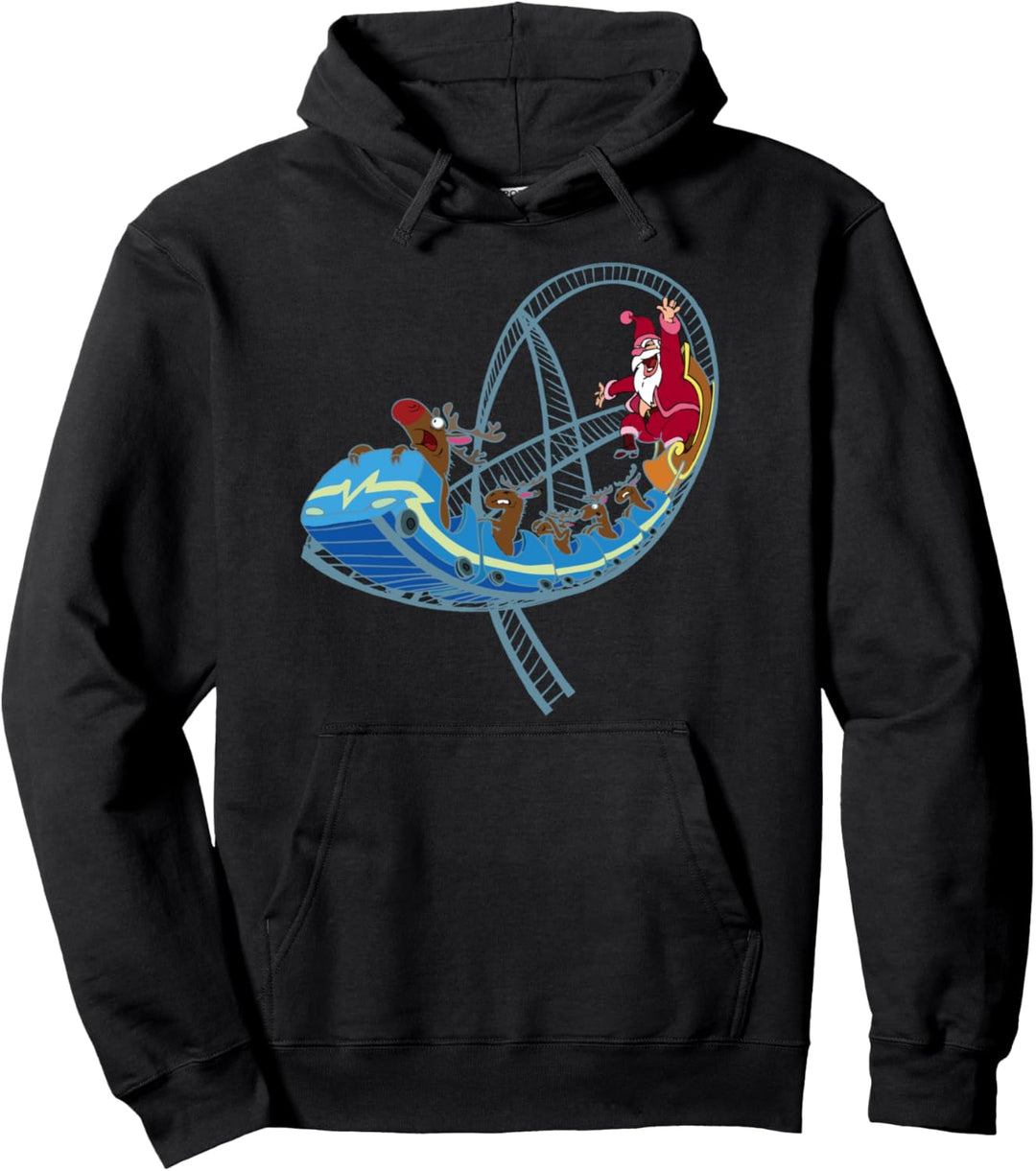 Lustige Weihnachten Achterbahn Vergnügungspark Weihnachtsman Pullover Hoodie