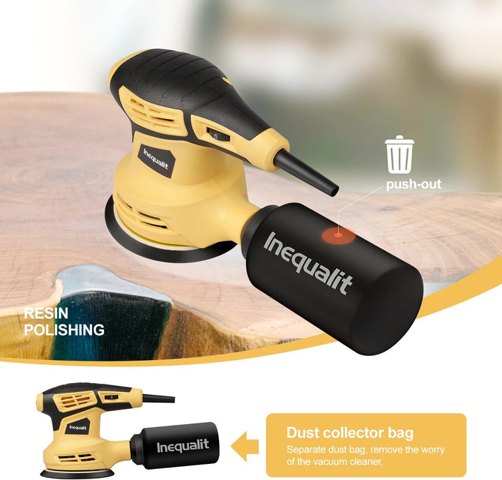 Exzenterschleifer 280W – 6-stufige Geschwindigkeit (6000–13000 U/min), Staubabsaugung, 15× 125-mm Sc