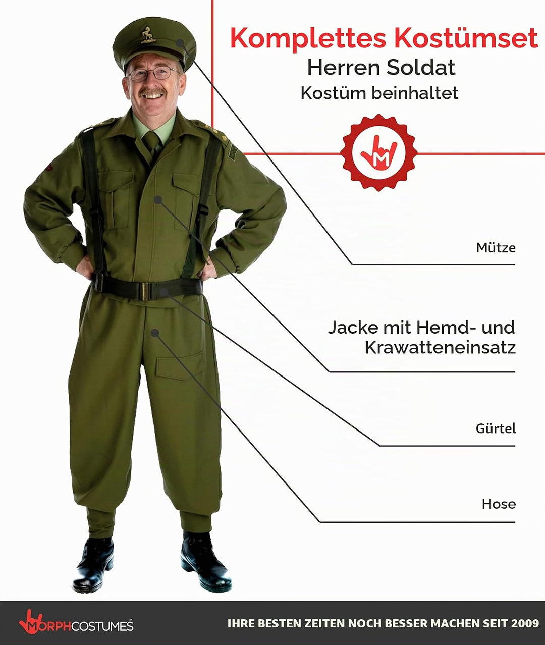 Fun Shack Militär Kostüm Herren, Militär Uniform Herren, Militär Anzug Herren, Kostüm Herren Army, S