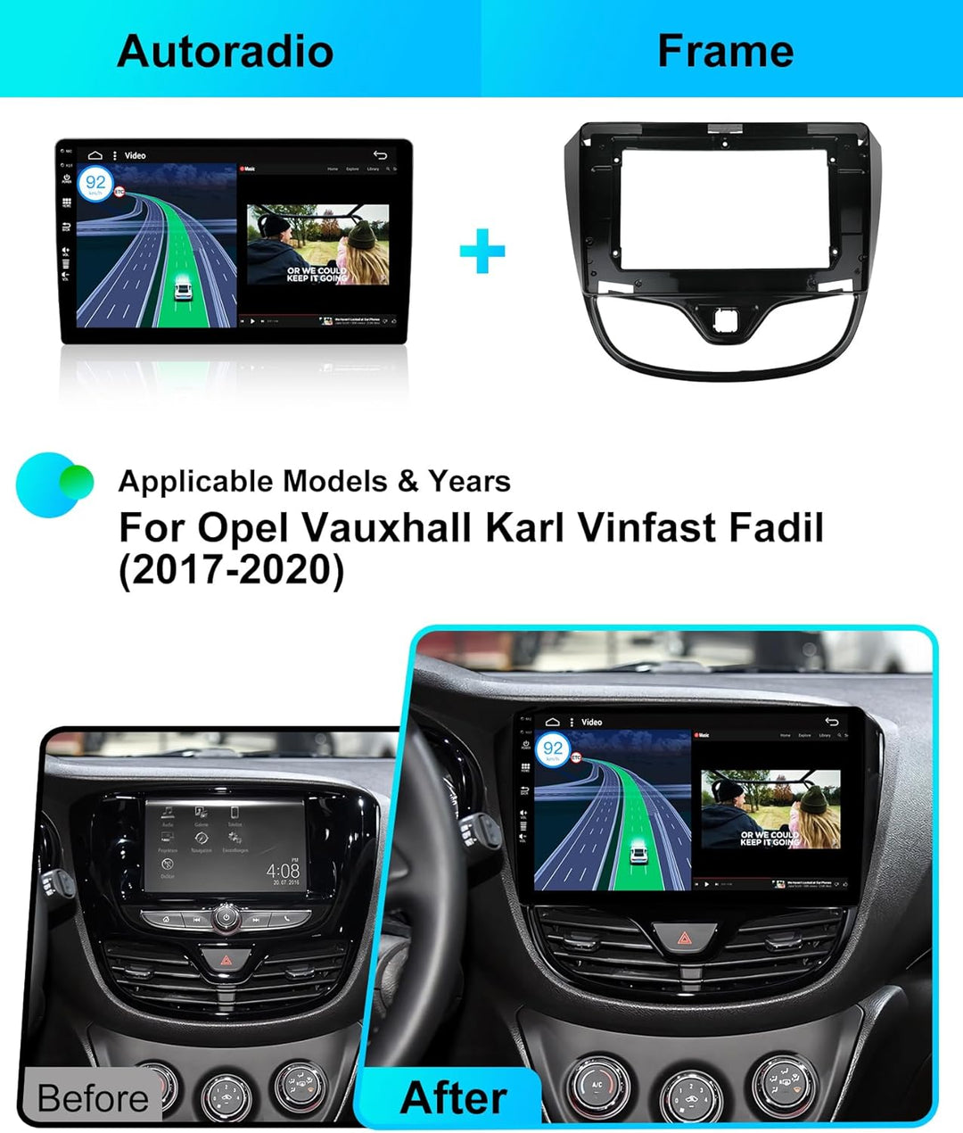 Android 15 Autoradio für Opel Karl/VinFast/Fadil (2017-2020) - Eingebautes CarPlay Android Auto - KO