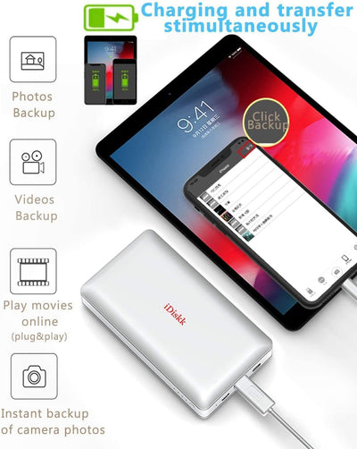 iDiskk MFi-Zertifikat 1TB Externe Festplatte für iPhone iPad Flash Speicher Kompatibel iOS Handy Mac