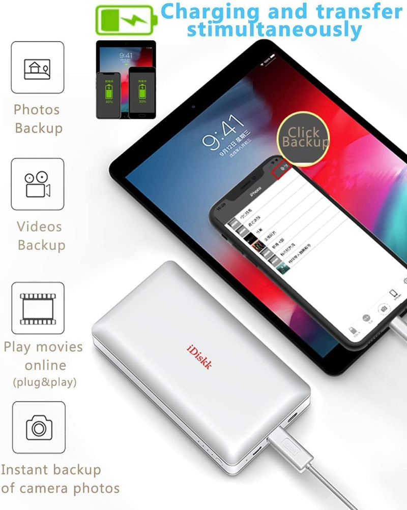 iDiskk MFi-Zertifikat 1TB Externe Festplatte für iPhone iPad Flash Speicher Kompatibel iOS Handy Mac